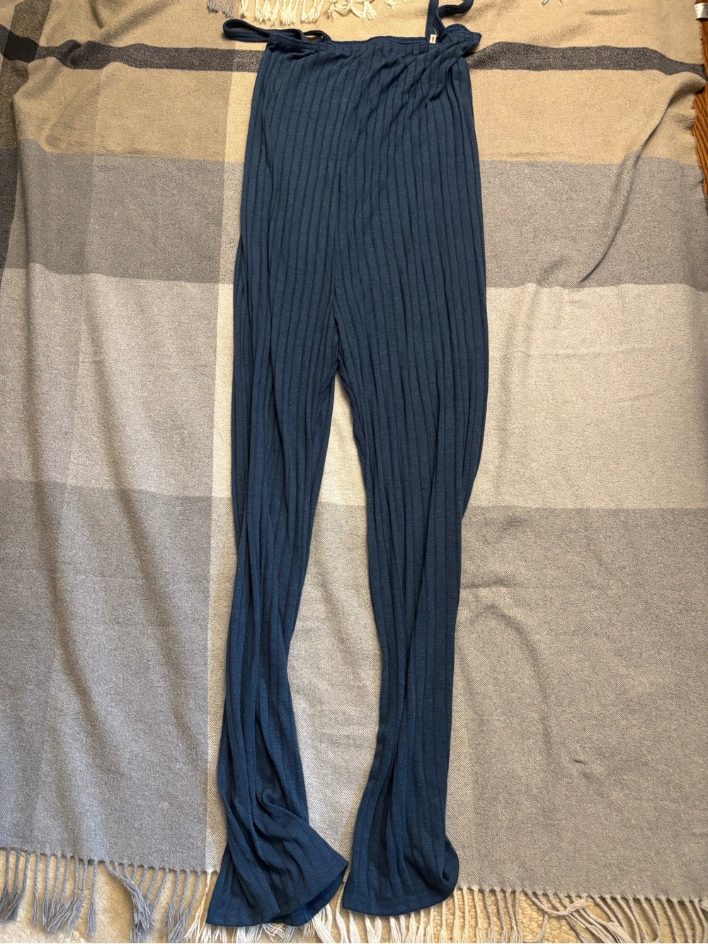 Rubiawear Ribbed Strappy Wide-Leg Jumpsuit - Teal